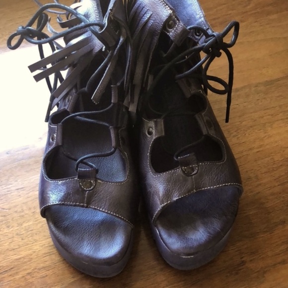 Rare BED STU Sandals MADISON Zip Fringe Gray Blue Purple Leather Size 7.5 - Picture 5 of 15